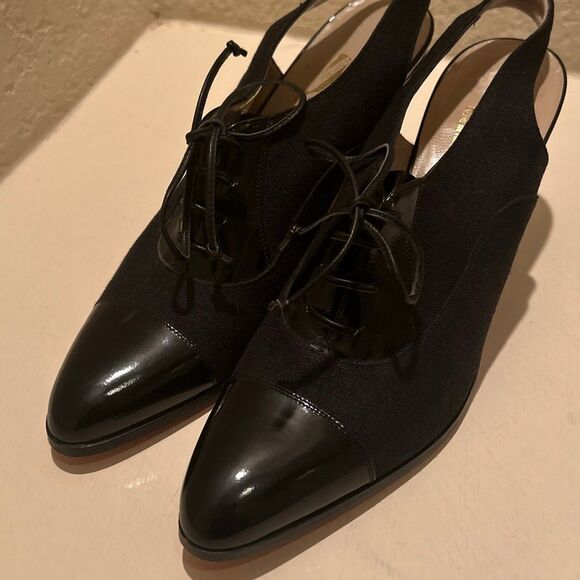 Salvatore Ferragamo 9.5 AAAA Slingback Mule Heels Black Patent Leather Witchy - Picture 5 of 12